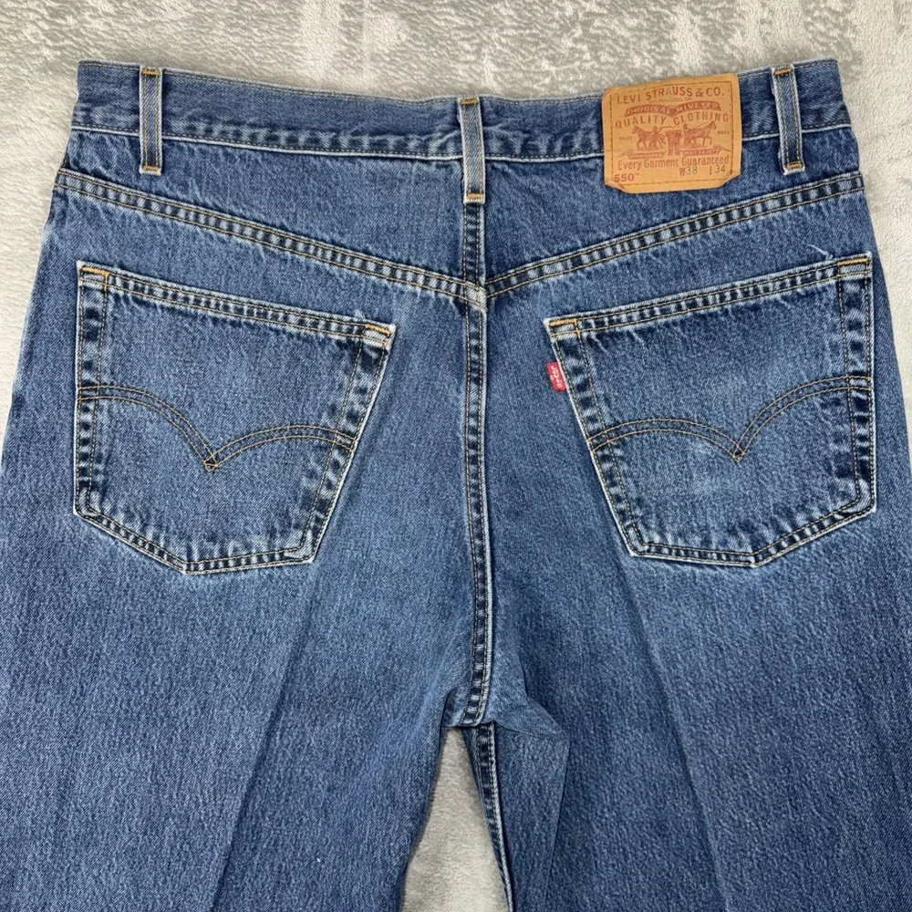 Vintage Levis 550‎ Jeans 38 x 34 Medium Wash Straight Blue Red Tab Denim